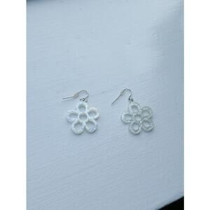Glitter Flower Dangly Earrings